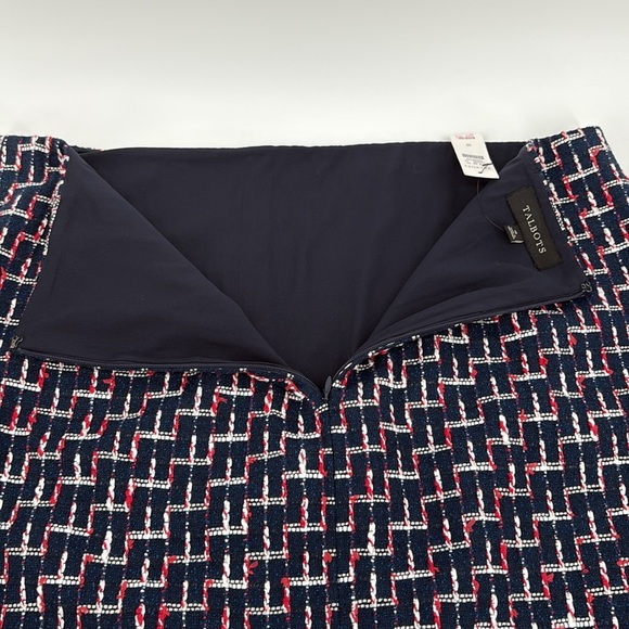 Talbots Womens Boucle Wrap Skirt Knee Length Navy Red White Size 16 New - Picture 9 of 14